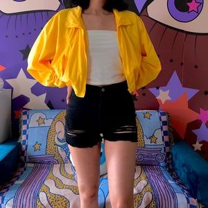 bright yellow windbreaker